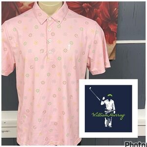William Murray Golf Shirt Mens Sz Large Moisture Wicking Performance Pink Mix